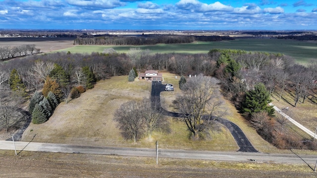 aerial view with a rural view