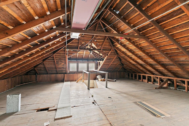 view of unfinished attic