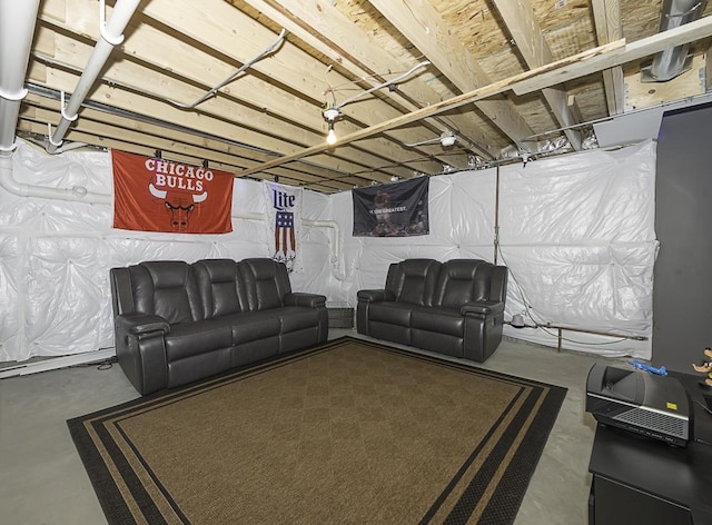 living room featuring concrete floors