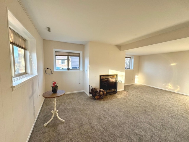 living room with carpet flooring