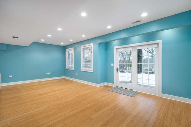 interior space with light hardwood / wood-style flooring