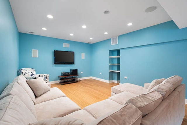 living room with hardwood / wood-style floors