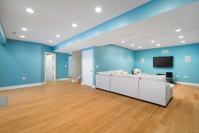 living room with light wood-type flooring