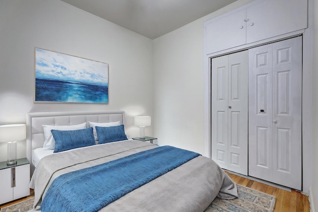 bedroom featuring a closet and hardwood / wood-style flooring