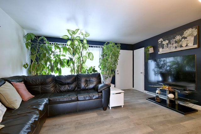 living room featuring light wood-type flooring