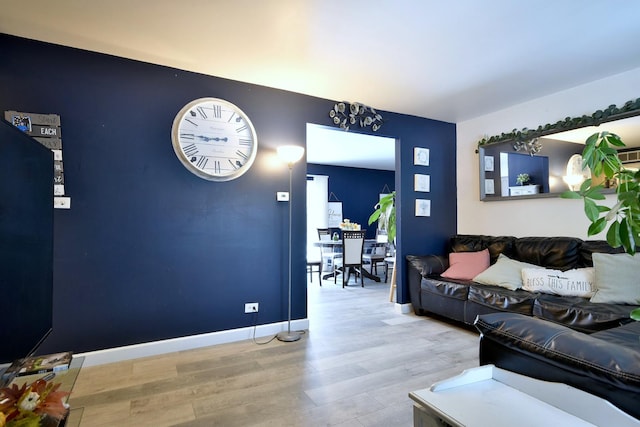 living room with hardwood / wood-style flooring