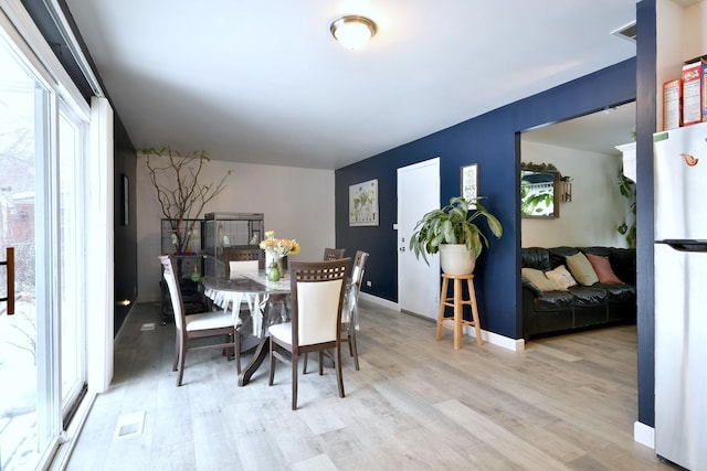 dining room with light hardwood / wood-style floors