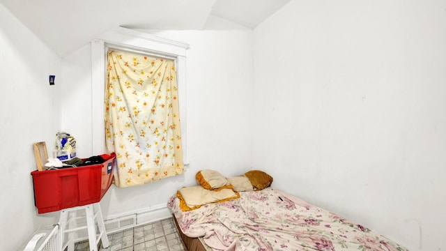 bedroom featuring vaulted ceiling