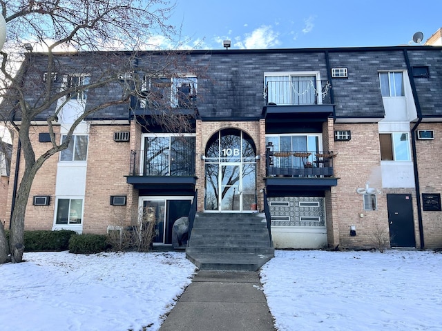 view of snow covered building