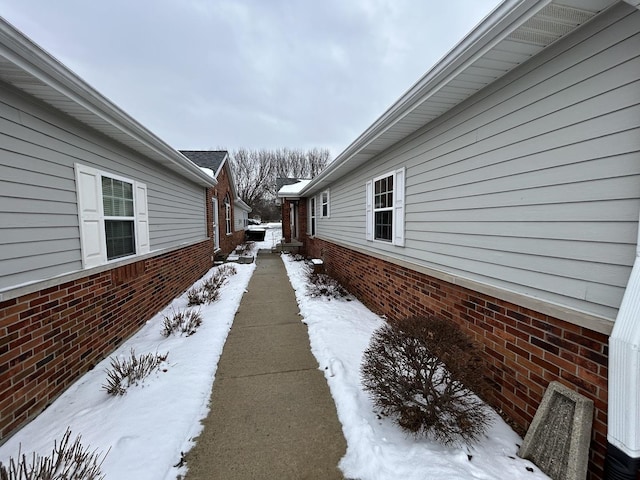 view of snow covered exterior