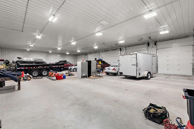 garage with metal wall