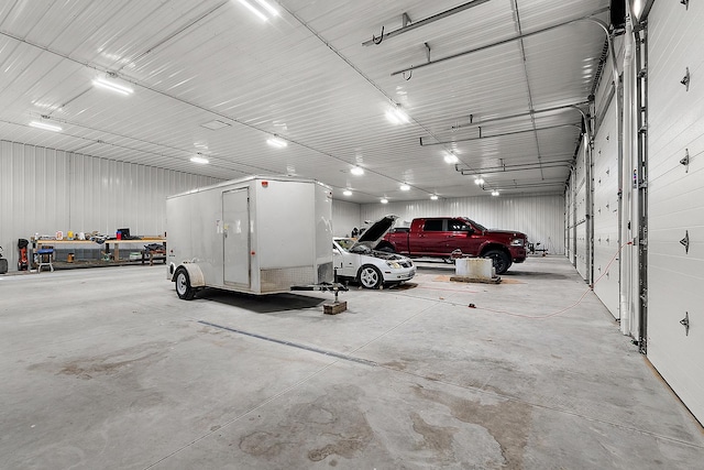 garage featuring metal wall