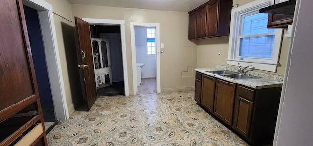 kitchen featuring dark brown cabinets and sink