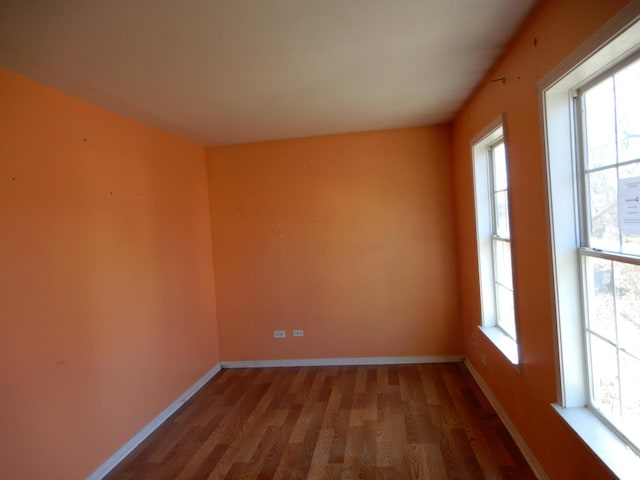 unfurnished room with wood-type flooring