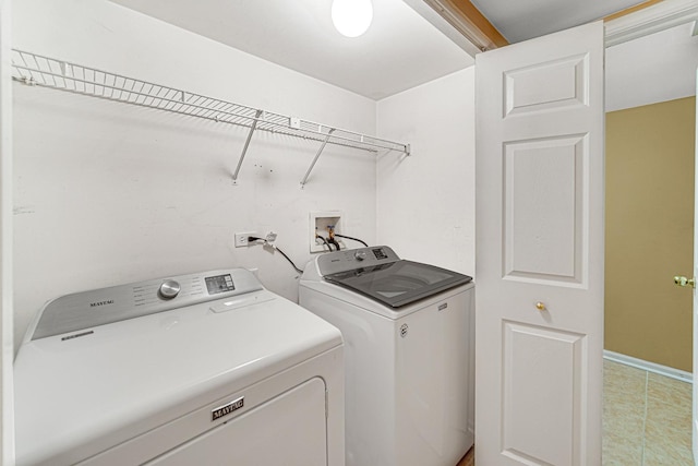 washroom featuring washer and clothes dryer