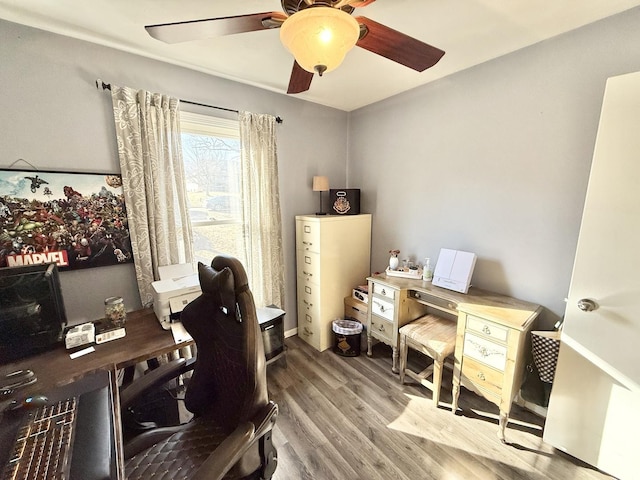 home office featuring hardwood / wood-style flooring