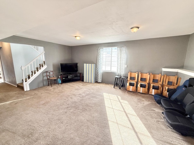 living room with carpet floors