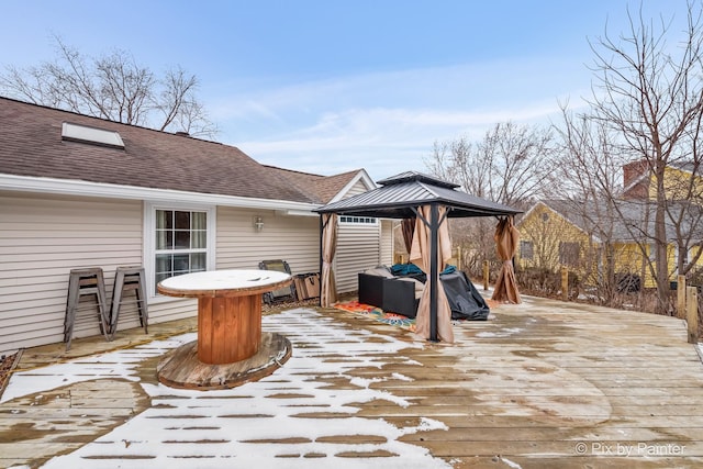 wooden terrace with a gazebo