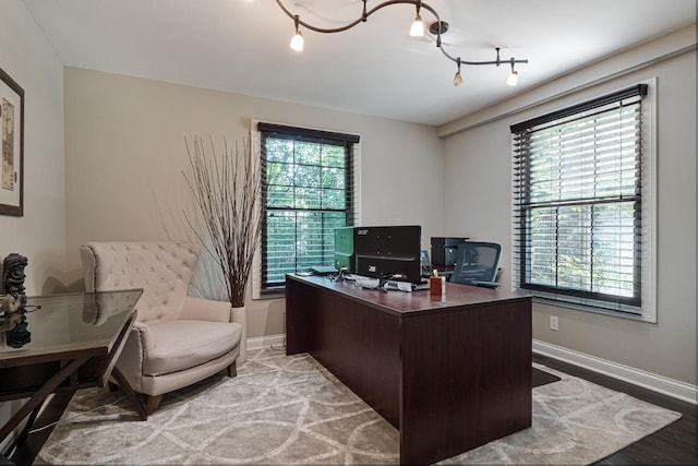 office with hardwood / wood-style floors