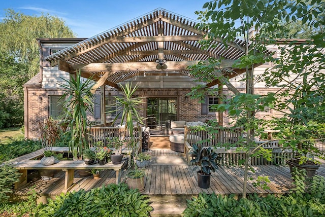 wooden deck with a pergola