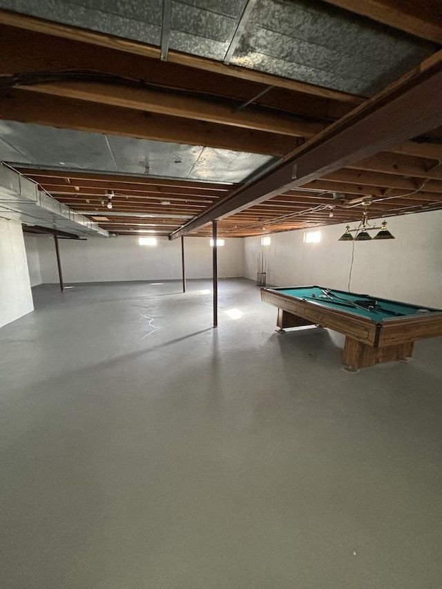 basement with billiards