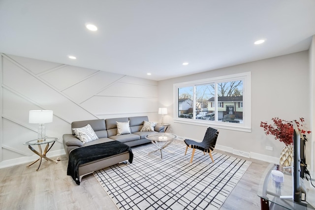 living room featuring light hardwood / wood-style floors