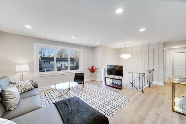 living room featuring light hardwood / wood-style flooring