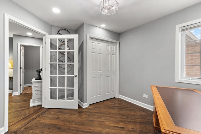 interior space featuring dark hardwood / wood-style floors