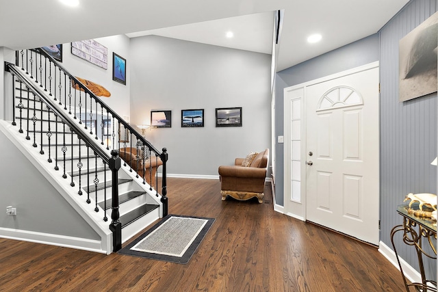 foyer entrance with dark wood-type flooring