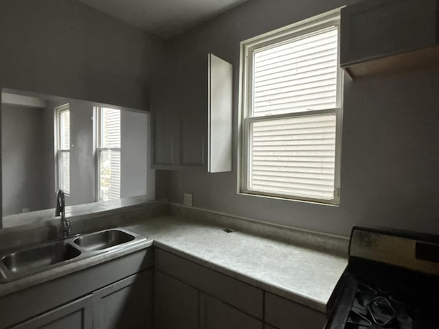 kitchen featuring sink and gray cabinets