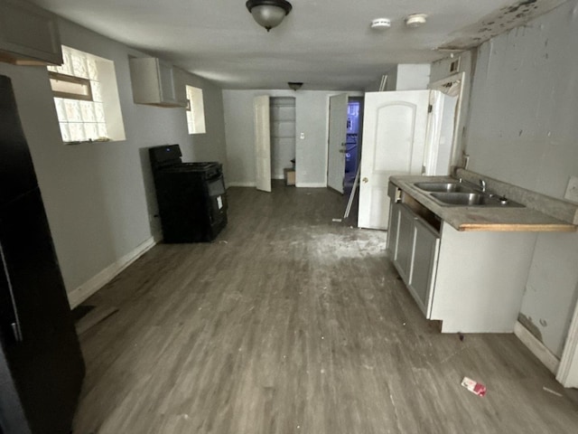 kitchen with sink, hardwood / wood-style floors, and black gas range