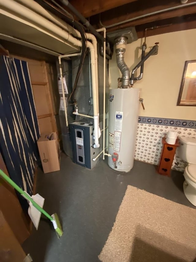 utility room with water heater