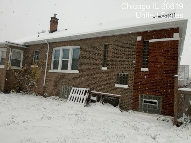 view of snow covered exterior