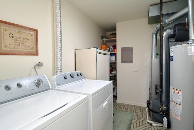 laundry area featuring washer and clothes dryer and gas water heater