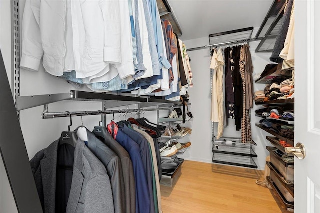 walk in closet featuring hardwood / wood-style flooring