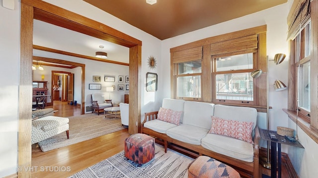 living room featuring wood-type flooring