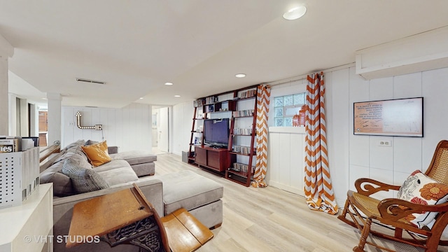 living room featuring light hardwood / wood-style flooring