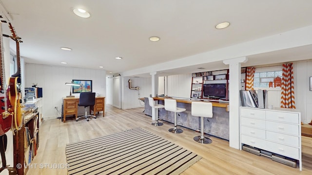 office area featuring light wood-type flooring