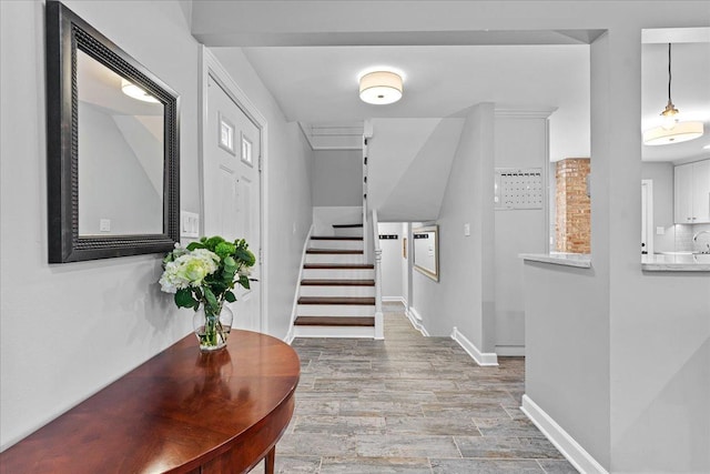 hallway with wood-type flooring