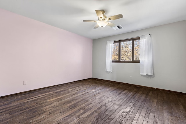 unfurnished room with ceiling fan and hardwood / wood-style floors