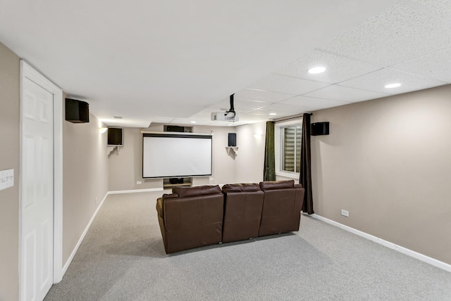 view of carpeted cinema room