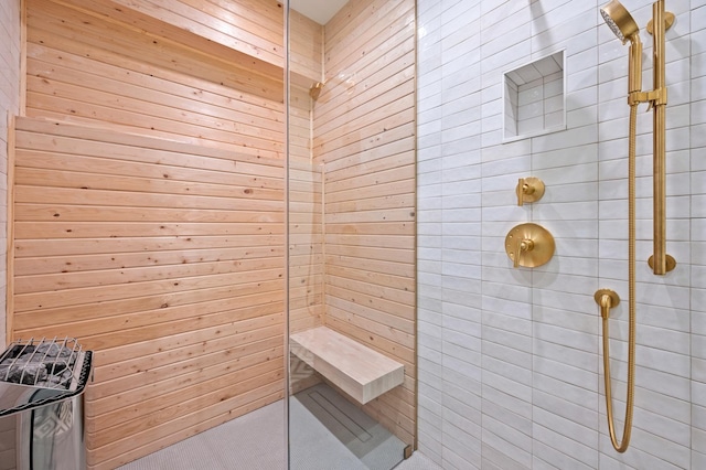 view of sauna / steam room featuring carpet flooring