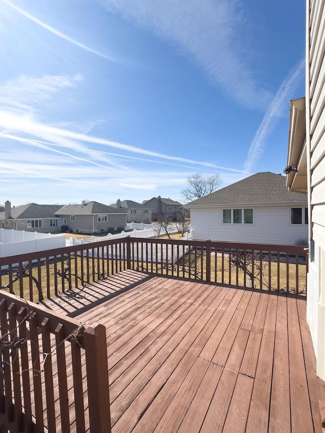 deck with a residential view