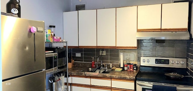 kitchen featuring white cabinets, sink, and stainless steel appliances