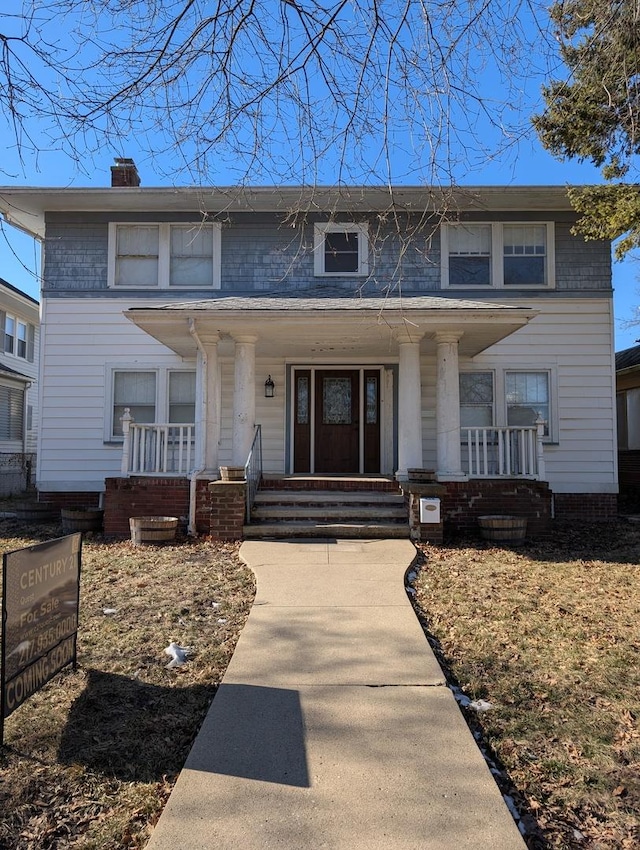 view of front of property with a porch