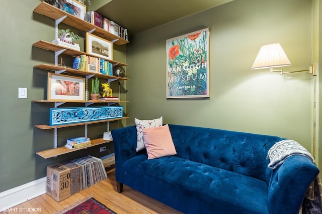 living area featuring hardwood / wood-style flooring