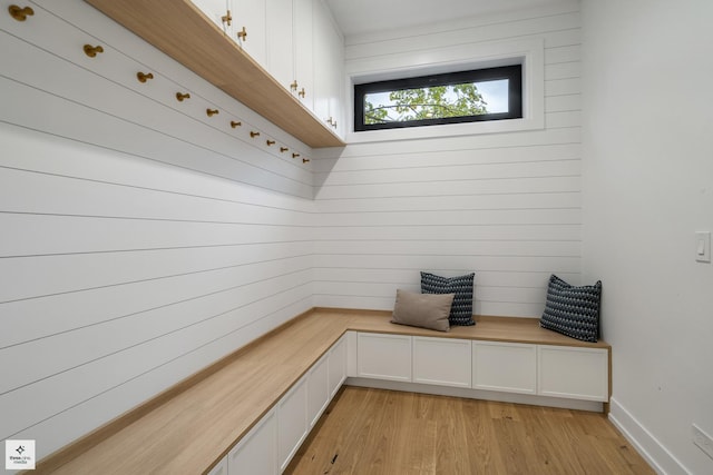 mudroom featuring light hardwood / wood-style floors