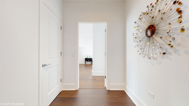 hallway featuring dark hardwood / wood-style flooring