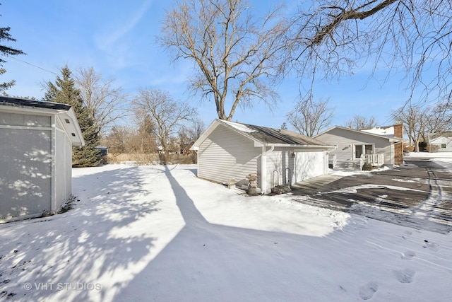 view of snow covered property