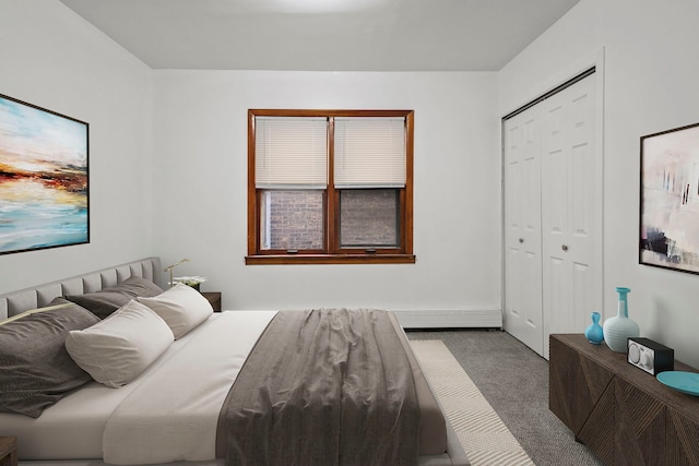 bedroom featuring a closet and carpet floors